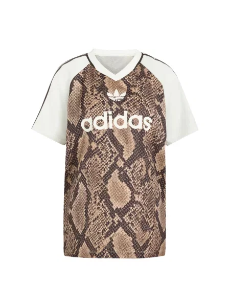 ADIDAS ORIGINALS Tricou SNAKE PRINT SATIN / crem / maro / ciocolatiu bej