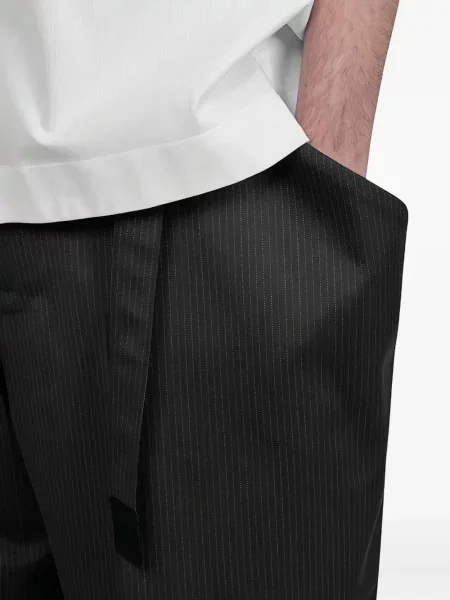 Pantaloni Sacai de lână cu dungi negru