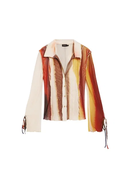 Desigual Bluză M. Christian Lacroix maro / maro coniac / galben muștar / lână alb