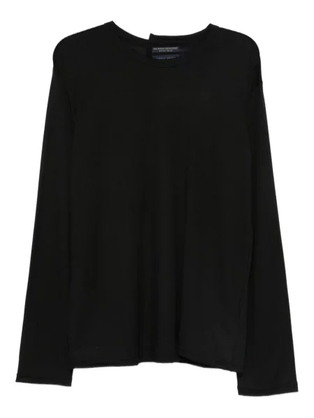 Vlněné dlouhé tričko Yohji Yamamoto černé