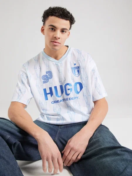 HUGO Majica Notbal Oversize bela