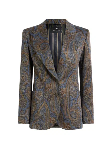 Geacă Etro cu model paisley din jacard albastru