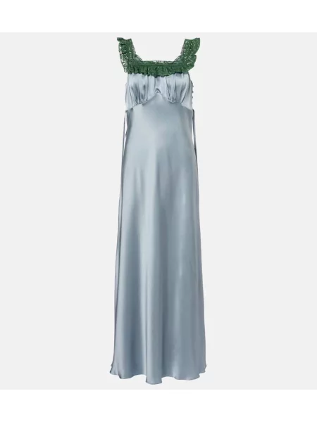 Rochie maxi Chloé din satin de costum albastru