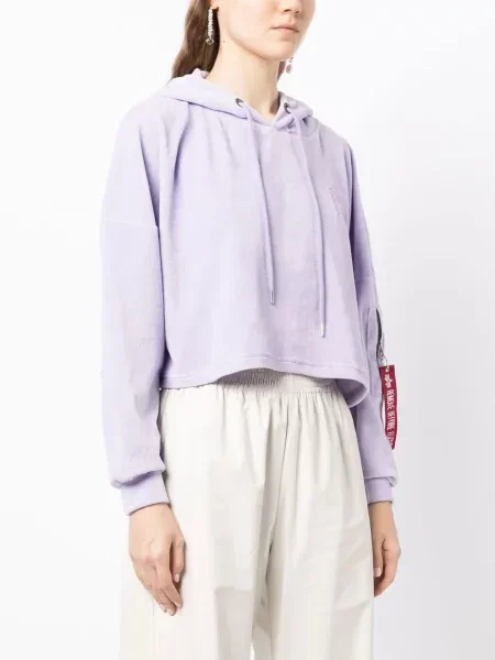 Βελούδινο hoodie Alpha Industries μωβ