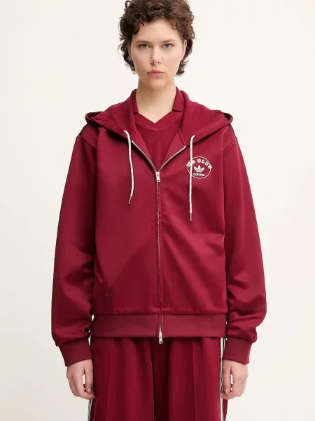 Adidas Originals bluza x Wales Bonner Track Track z kapturem gładka czerwony