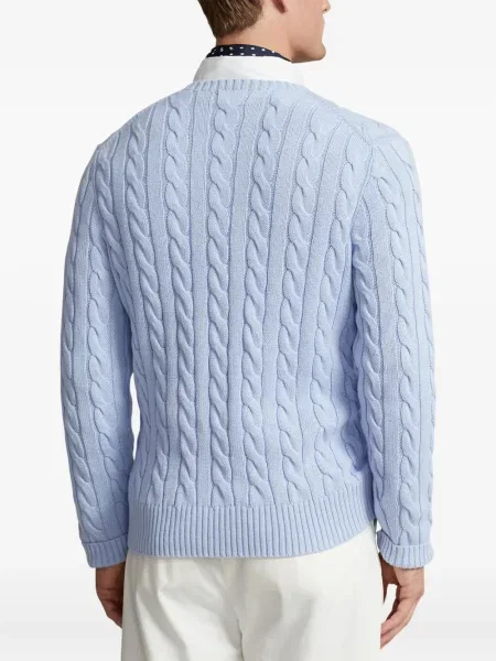 Ленен пуловер Polo Ralph Lauren бродиран синьо