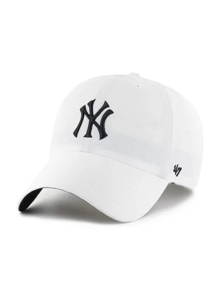 Шапка с козирка 47 brand MLB New York Yankees с изчистен дизайн бяло