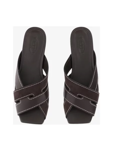 Klapki Tod's skórzane brązowe