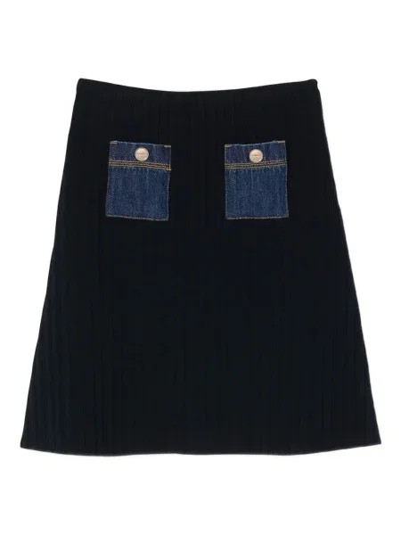 Spódnica jeansowa Sandro prążkowana niebieska