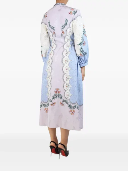 Rochie maxi Vilshenko cu model floral cu imagine violet