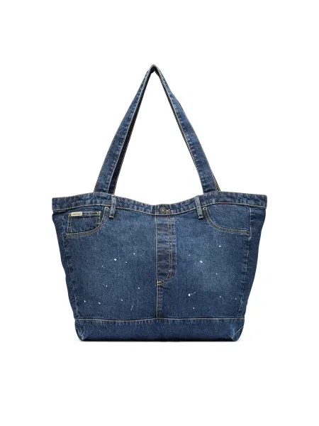 Guess Jeans tekstilna torba jeans modra