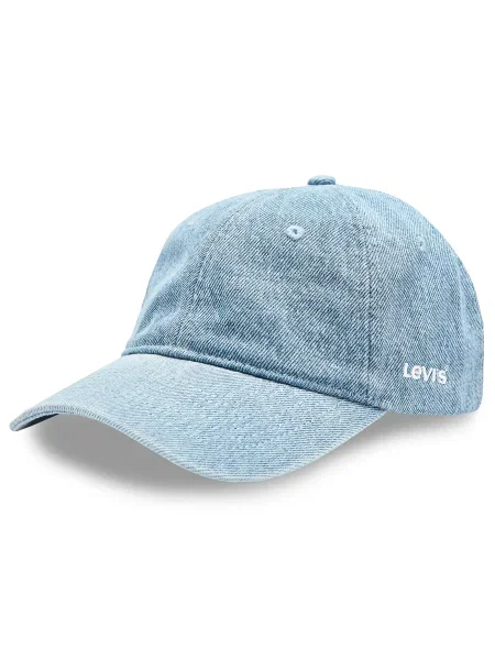 Шапка с козирка Levi's синьо с изчистен дизайн светлосиньо