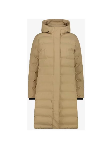 Kurtka z kapturem CMP Long Padded Down jasnobrązowy beżowy