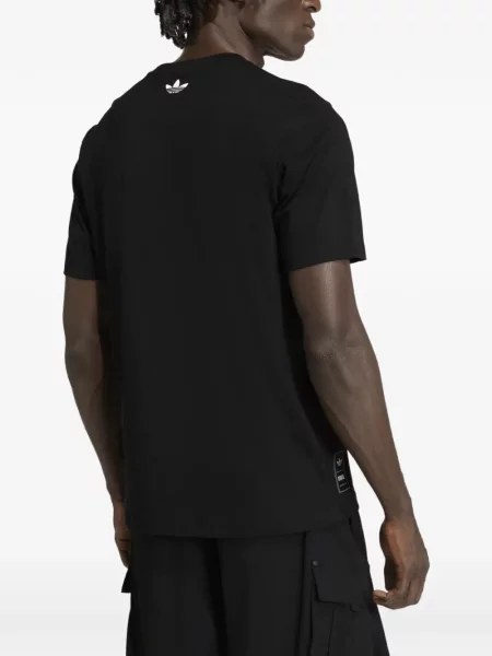 Ριγέ τρέξιμο πλεκτό παντελόνι Adidas μαύρο
