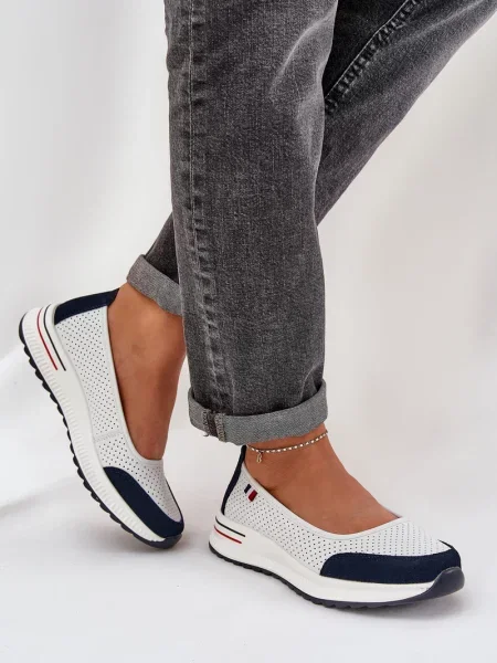 Usnjene balerinke Boto s polno peto bela