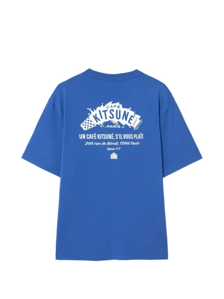 Tricou Café Kitsuné cu imagine albastru