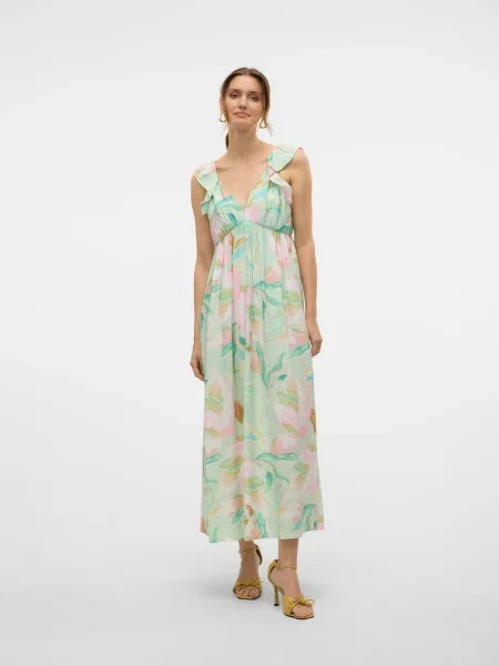 VERO MODA Obleka VMJosie petrol / svetlo / svetlo roza zelena