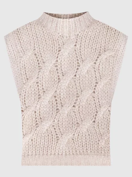 Жилет в фактурний візерунок з люрексом Brunello Cucinelli бежевий