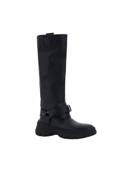 Kozaki Burberry skórzane czarne