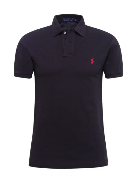 Polo majica Polo Ralph Lauren z vezenjem s kratkimi rokavi z mrežo črna