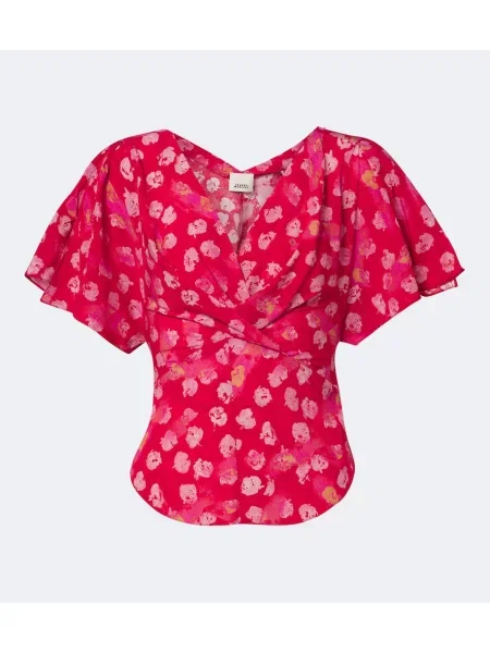 Top Isabel Marant de mătase cu model floral roșu