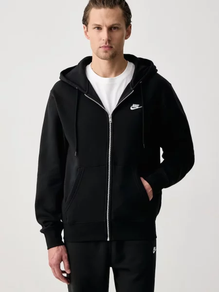 Nike Sportswear bluza rozpinana z kapturem damska z bawełną Club czarna
