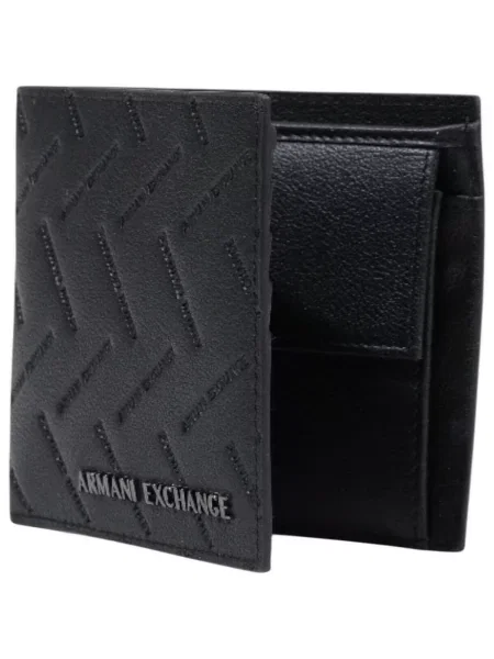 Kožna torbica Armani crna