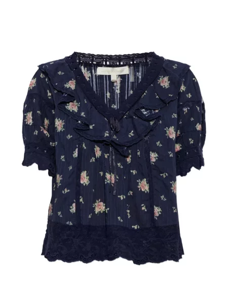 Bluză Loveshackfancy cu model floral cu imagine albastru