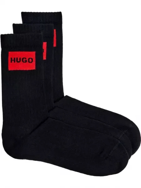 Hugo Bodywear Șosete 3P QS RIB LABEL CC negru