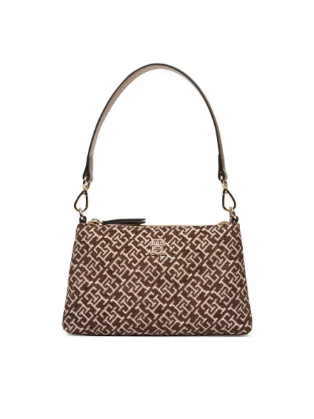 Geanta crossbody Tommy Hilfiger din jacard maro