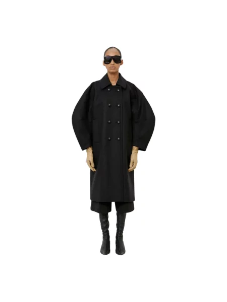 Długi płaszcz typu peacoat Meimeij wełniany czarny