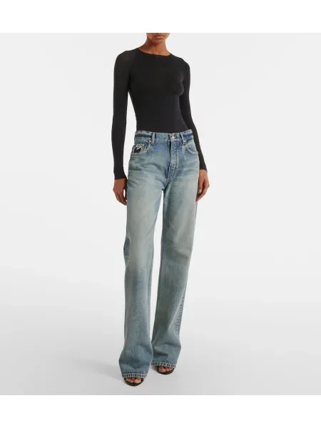 Blugi drepți Alaïa albastru