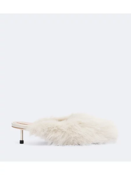 Papuci tip mules Simone Rocha din piele alb