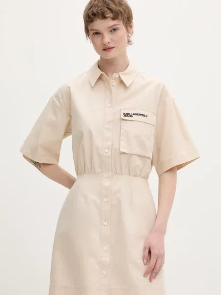 Karl Lagerfeld Jeans sukienka koszulowa beżowa