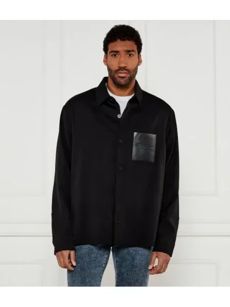 Balmain De lână cămașă | Oversize fit negru