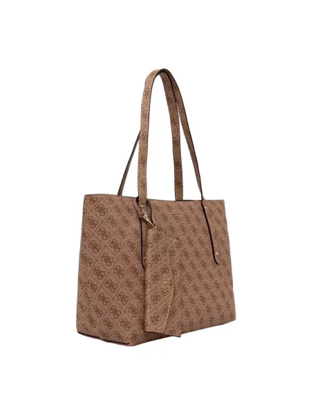 Top Guess skórzany z logo beżowy