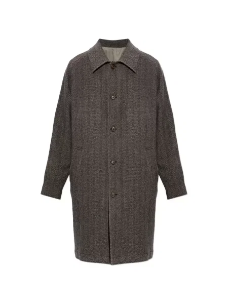 Palton Eleventy cu model herringbone maro