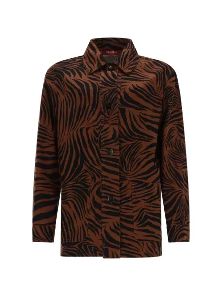 Cămașă Max Mara cu imagine cu model zebră maro