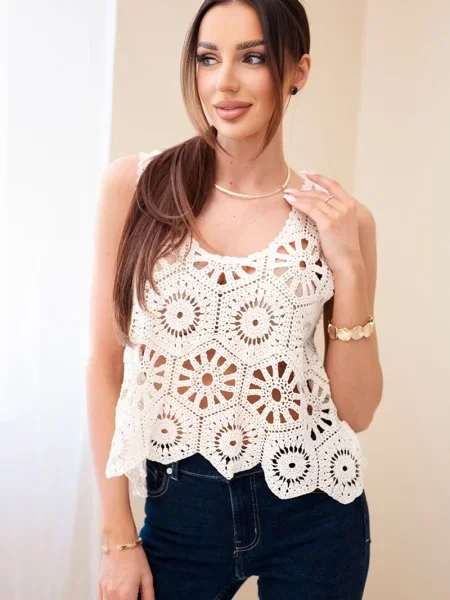 Top Kesi Włoski cu decolteu în V albastru