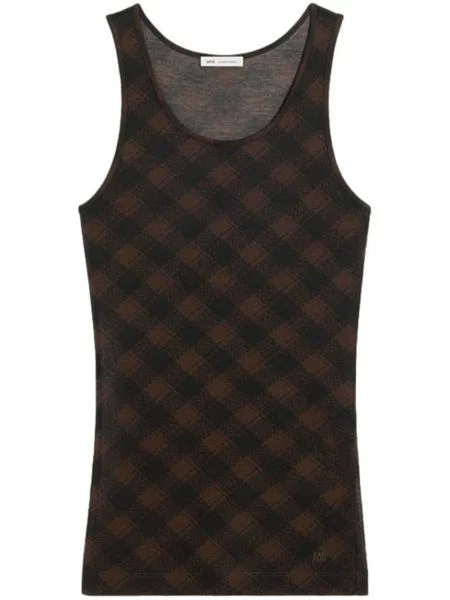 Top Ami Paris cu broderie maro