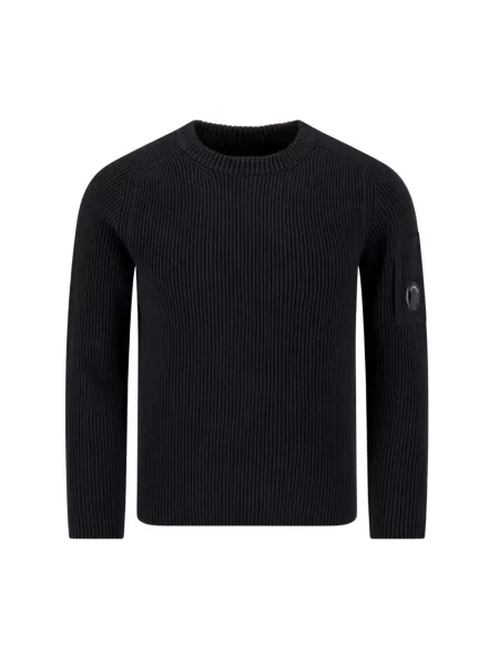 Lniany sweter C.p. Company ze sznurkiem czarny