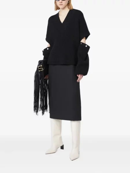 Pulover Sportmax cu decolteu în V negru