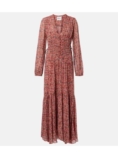 Maksi sukienka maxi Marant Etoile garniturowa pomarańczowa