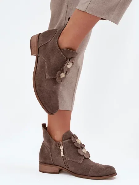 Loaferke Zazoo iz semiša s cvetličnim vzorcem bež