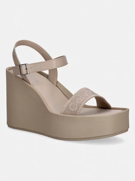 Calvin Klein sandale wedges WEDGE 70 SNDL WEBBING LTH bej