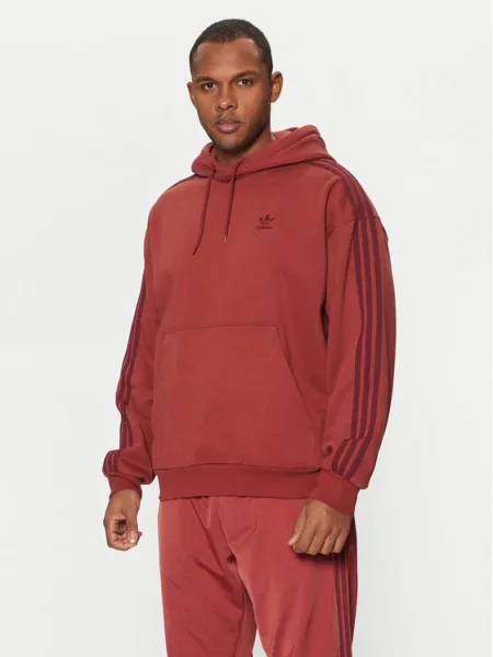 Суичър с качулка Adidas с качулка с апликация червено