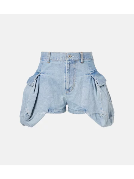 Pantaloni scurți din denim Sacai albastru