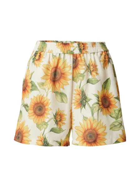 VERO MODA Nadrág VMBIRDIE citrom / méz / olíva fehér