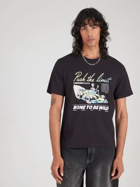 JACK & JONES Tričko JJTRACK SKULL svetlomodrá / svetlozelená / čierna biela