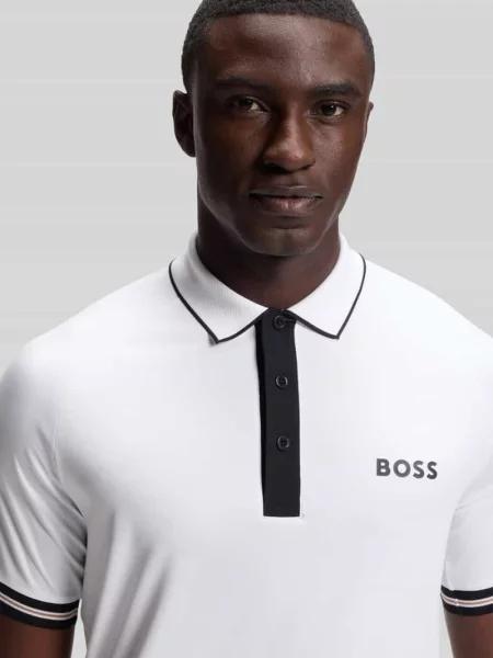 Koszulki polo o kroju regular fit z kontrastowymi detalami Boss Green białe